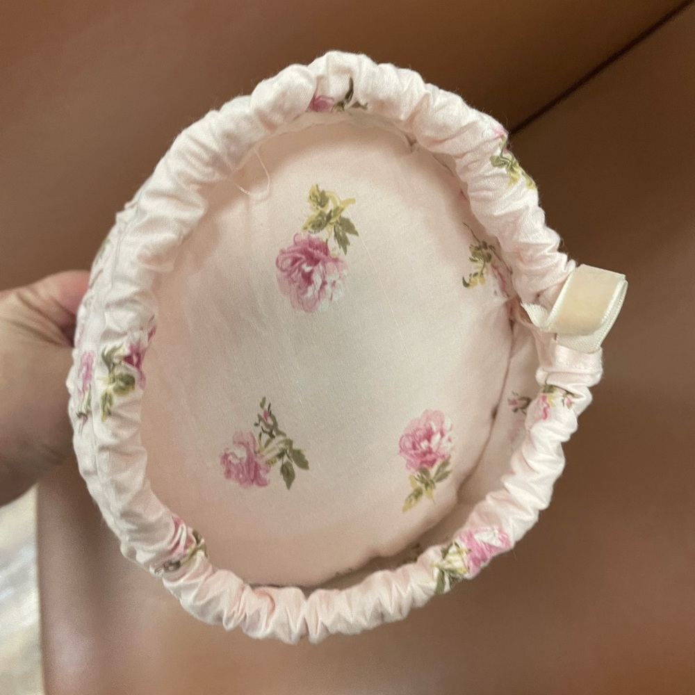 Shabby Chic Pink Floral Bolster Pillow - Picture 3 of 7